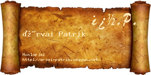 Árvai Patrik névjegykártya
