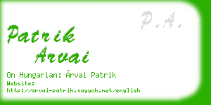 patrik arvai business card